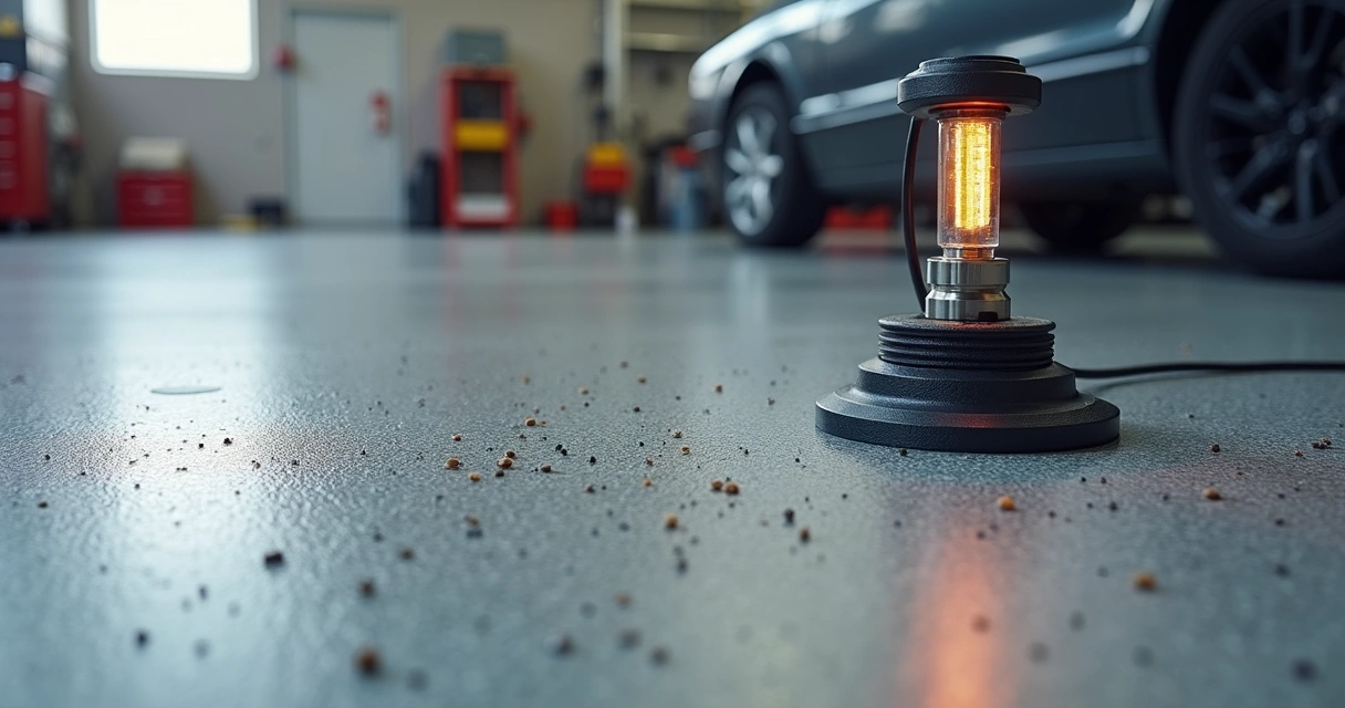 Slip resistance testing with tribometer on light gray epoxy floor