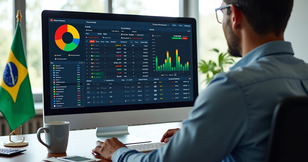 Pessoa avaliando gráficos em tela de computador sobre apostas online