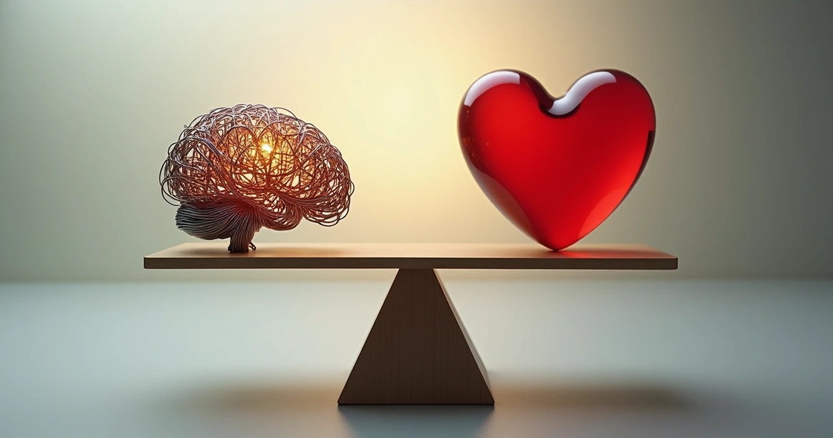 Balança simbolizando razão e emoção em equilíbrio.
