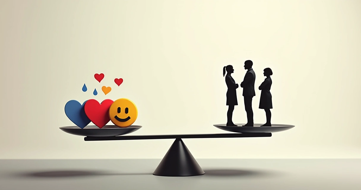 Escala de equilibrio emocional representada visualmente con colores e iconos 