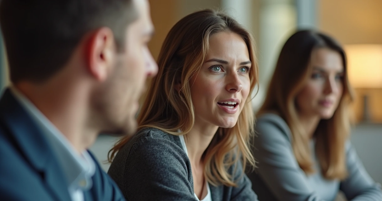 Pessoa destacada em meio à equipe sendo ouvida em ambiente de trabalho 