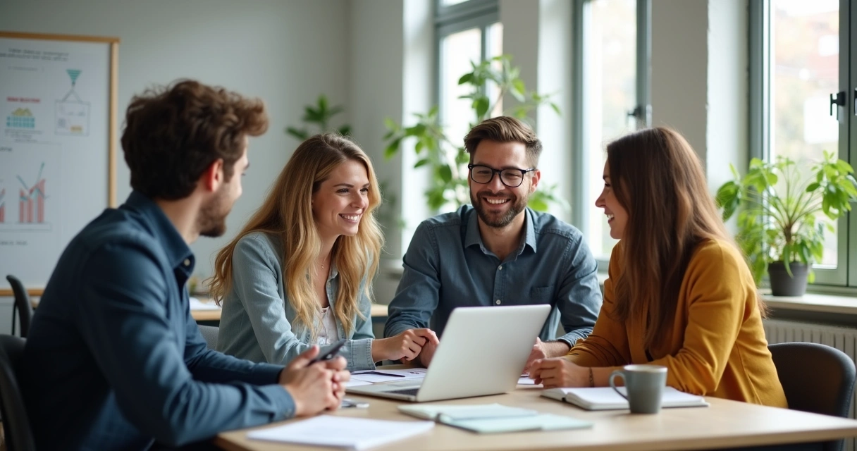 Grupo de personas colaborando en un entorno profesional armonioso 
