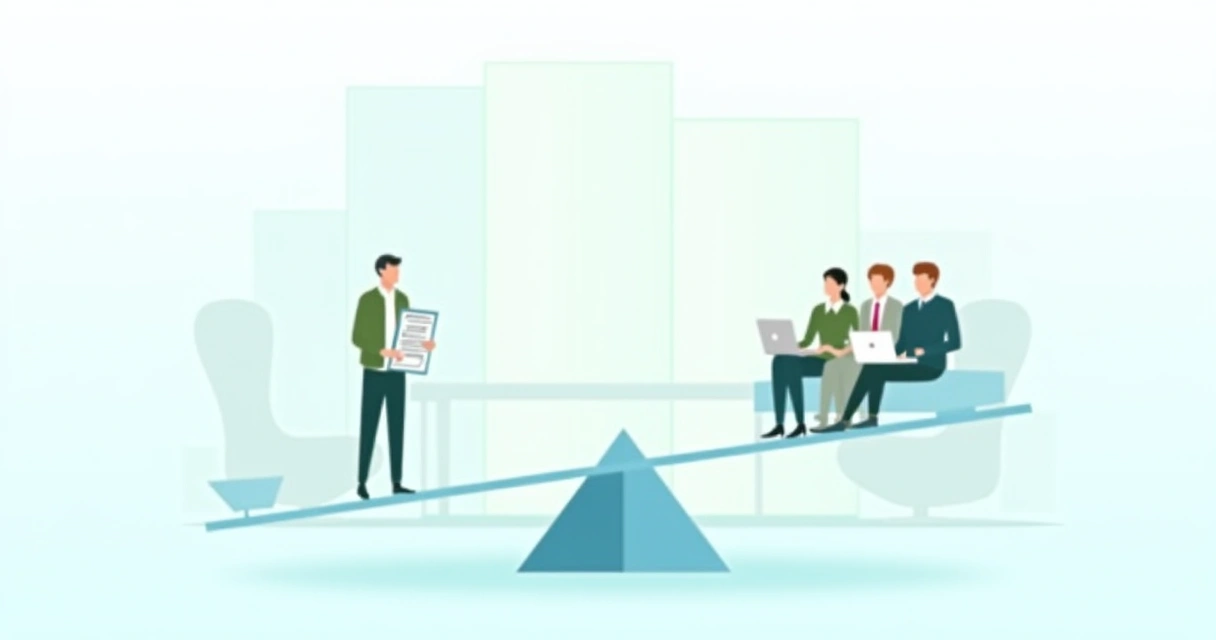 Balança simbolizando equilíbrio entre gestor e equipe 