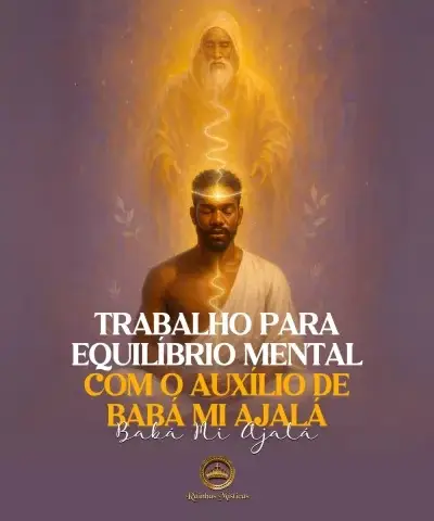 Homem meditando com energia conectada a figura espiritual acima