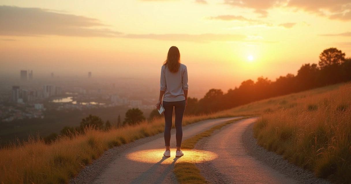 Pessoa escolhendo prioridades de vida em equilíbrio com seus valores 