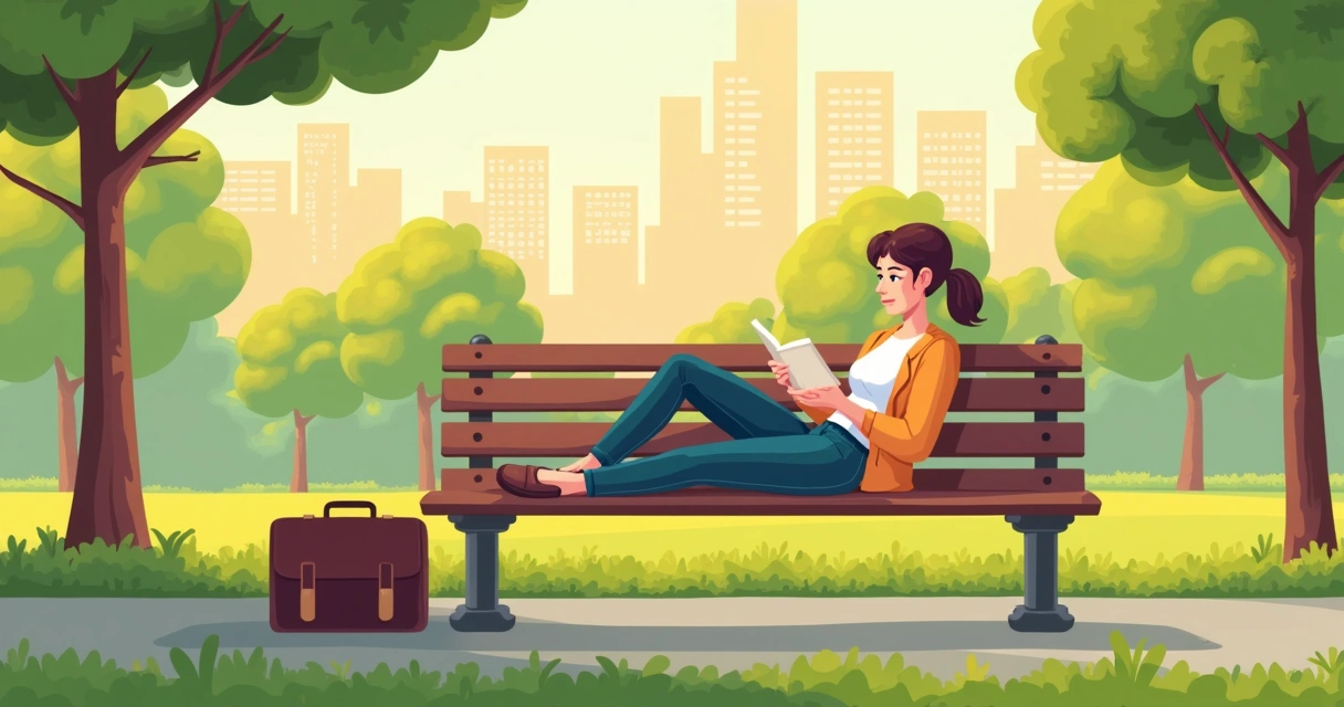 Pessoa relaxando após o trabalho em um parque urbano 