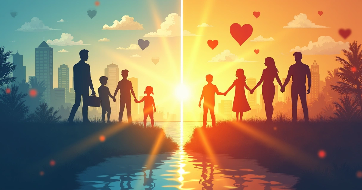 Representação de equilíbrio entre sucesso profissional e valores humanos