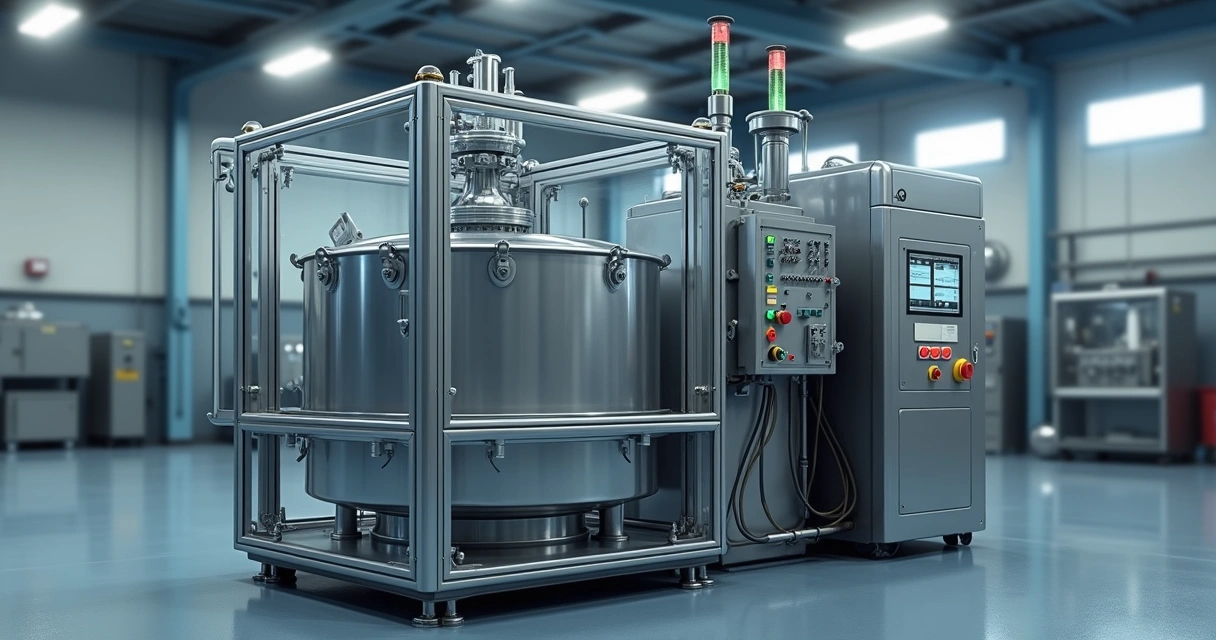 Equipamento automático de flotação operando em ambiente industrial com sistema de proteção NR12 