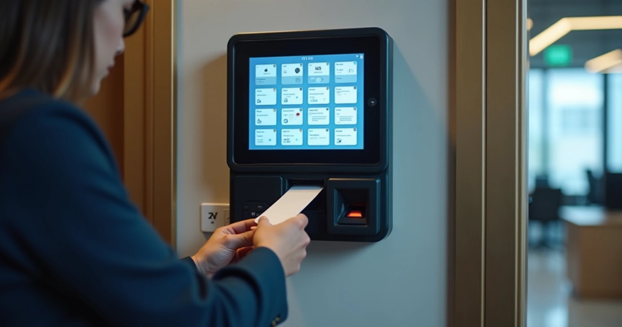 Terminal de controle de ponto digital em entrada de empresa