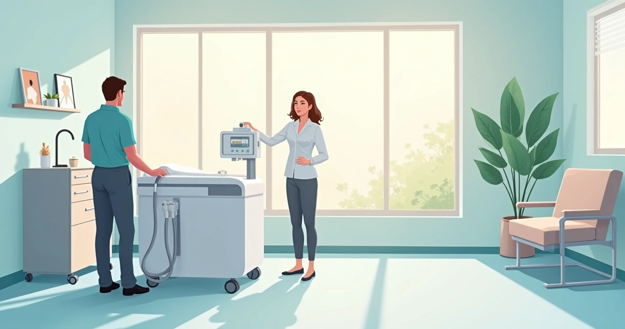 Equipamento moderno de depilação a laser em clínica estética