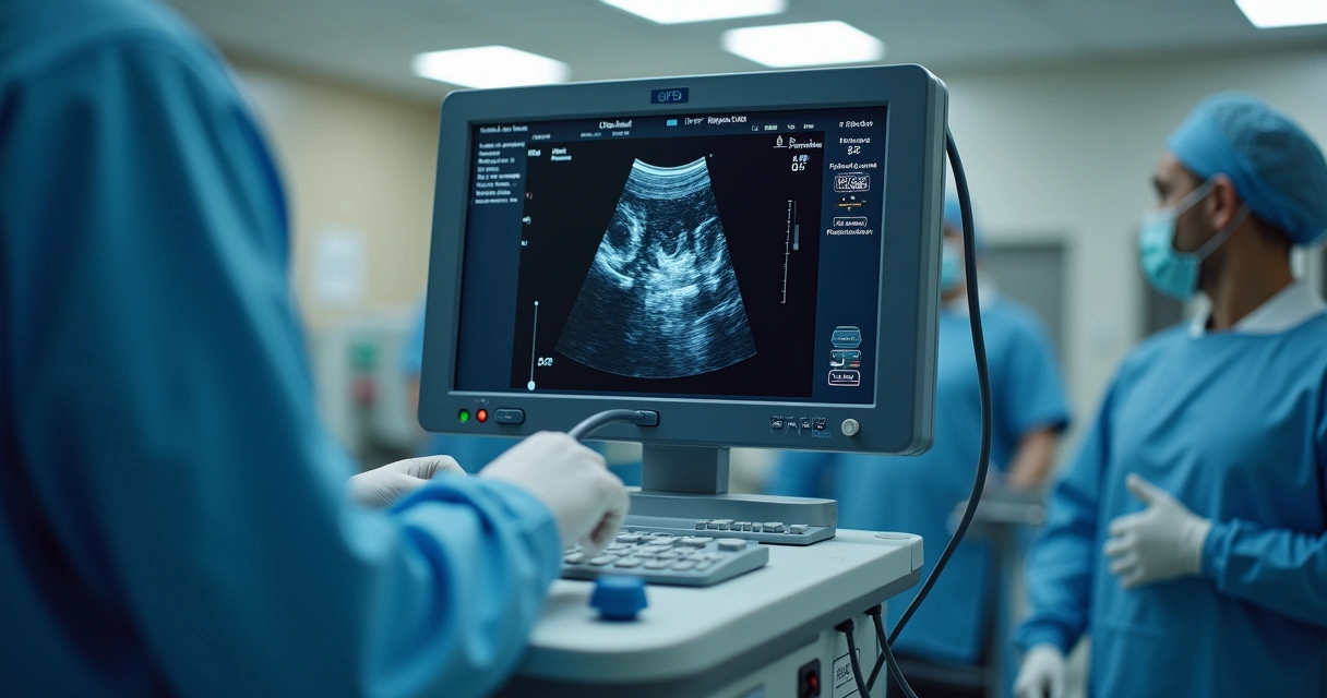 Equipamento de ultrassom intravascular em centro de cardiologia 