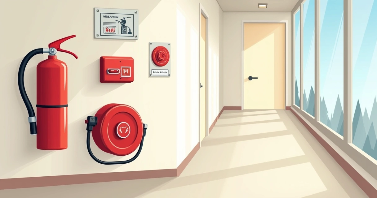 Conjunto de equipamentos de combate a incêndio em área interna 