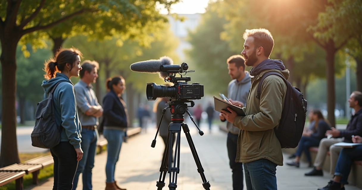 Equipamentos de gravação de vídeo em ambiente externo 