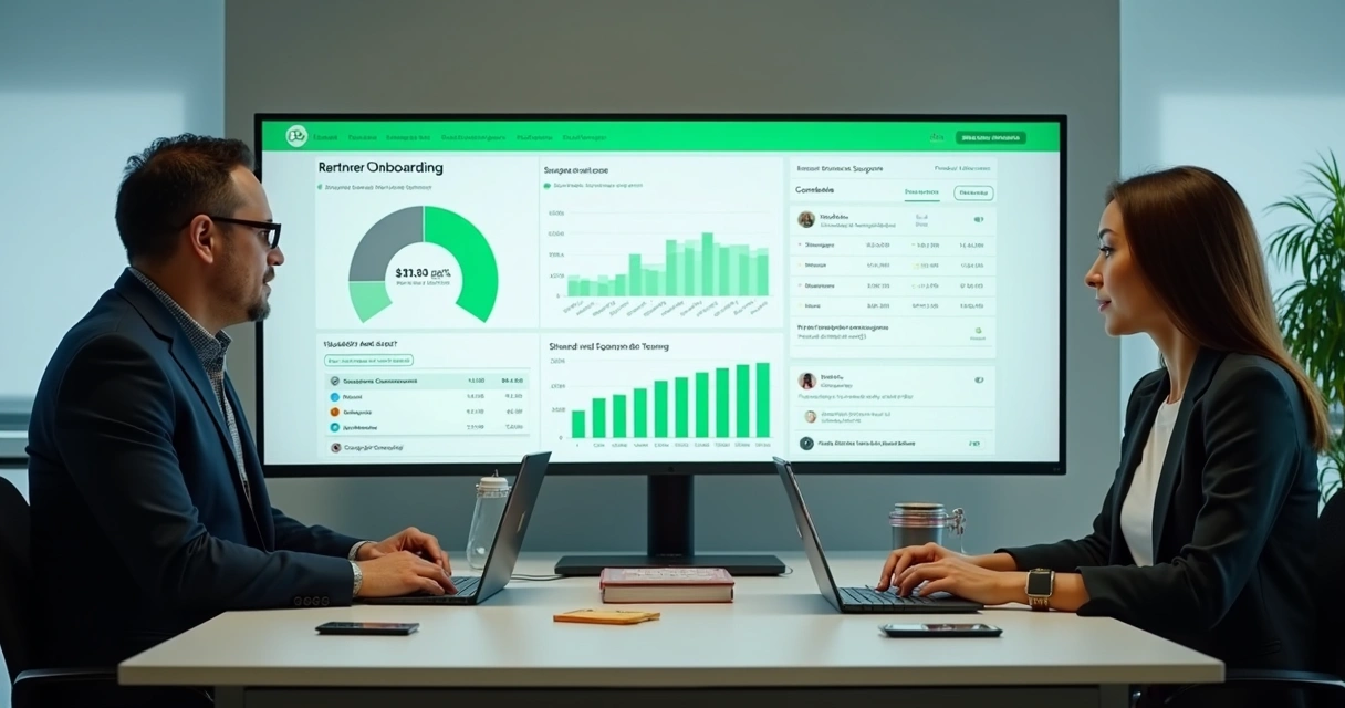 Equipe acompanhando métricas de onboarding em painel de atendimento 