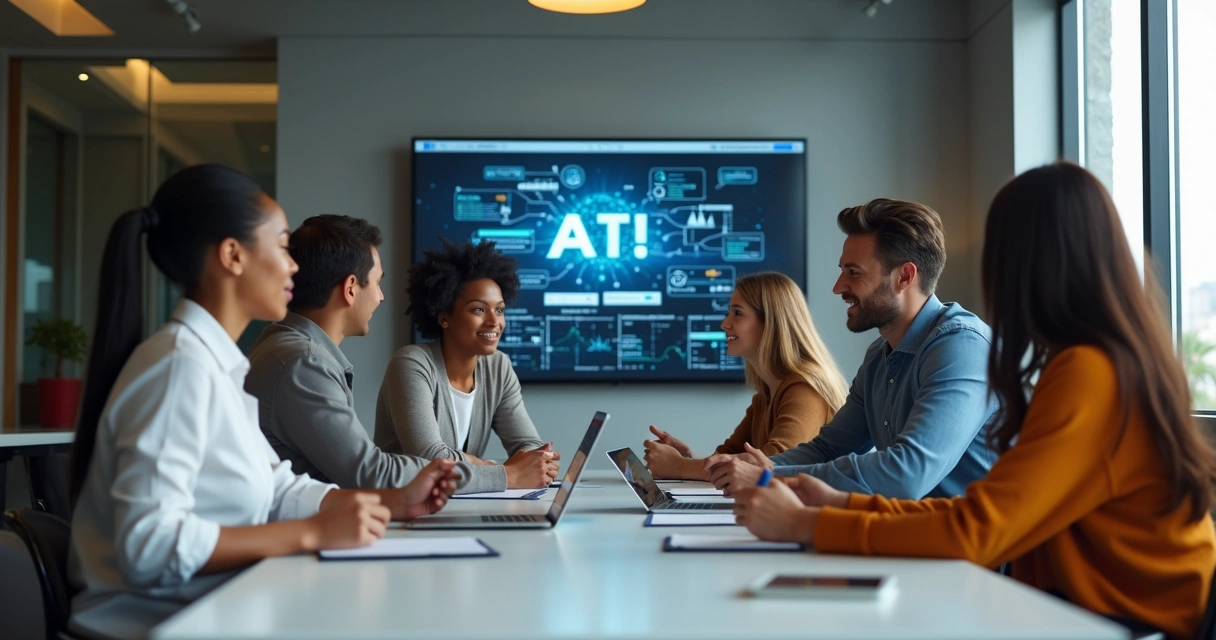 Equipe de vendas aprendendo a utilizar IA nos processos comerciais 