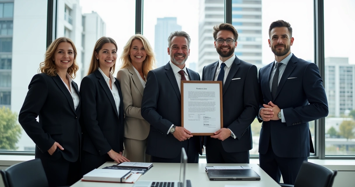 Equipe de advogados comemorando petição finalizada 