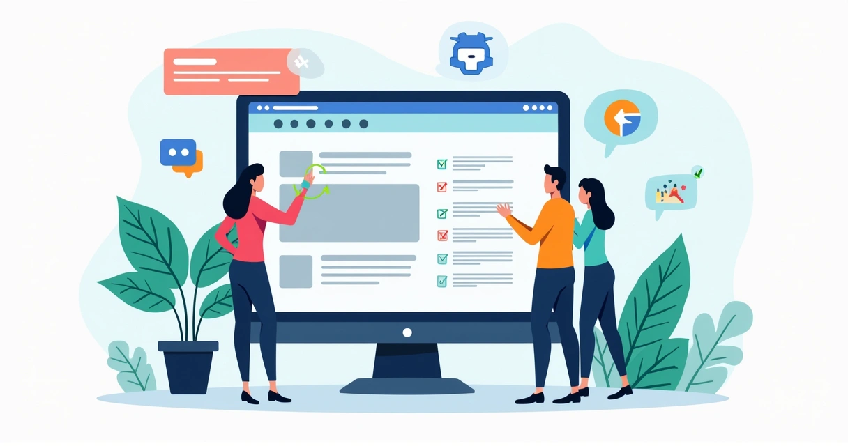 Equipe ajustando elementos de SEO em um site 
