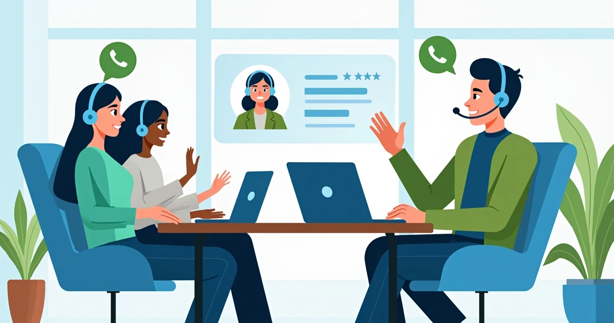 Equipe jovem de atendimento digital em escritório moderno 