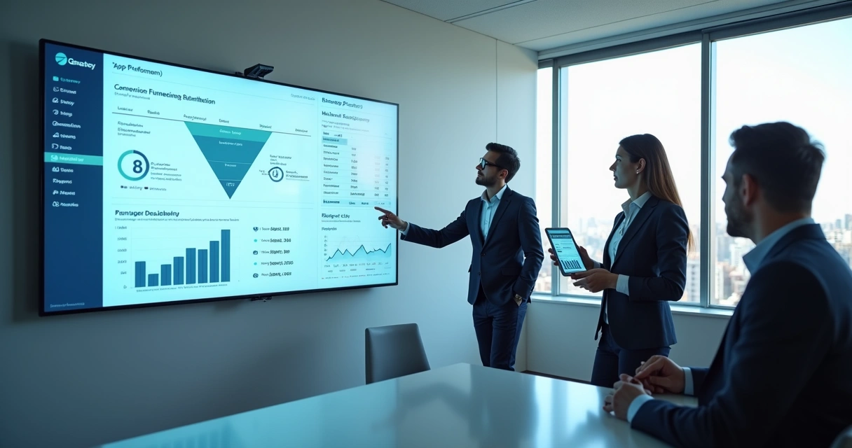 Equipe analisando resultados de aplicativo 