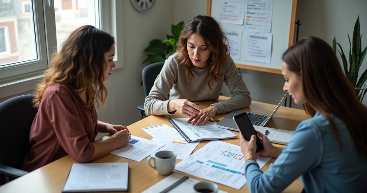 Equipe analisando dados de clientes em reunião 