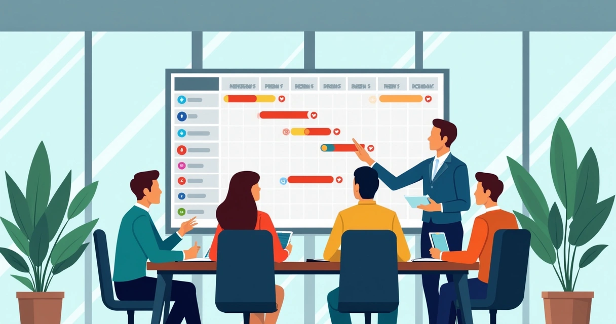Equipe de projeto analisando tela com indicadores de risco 