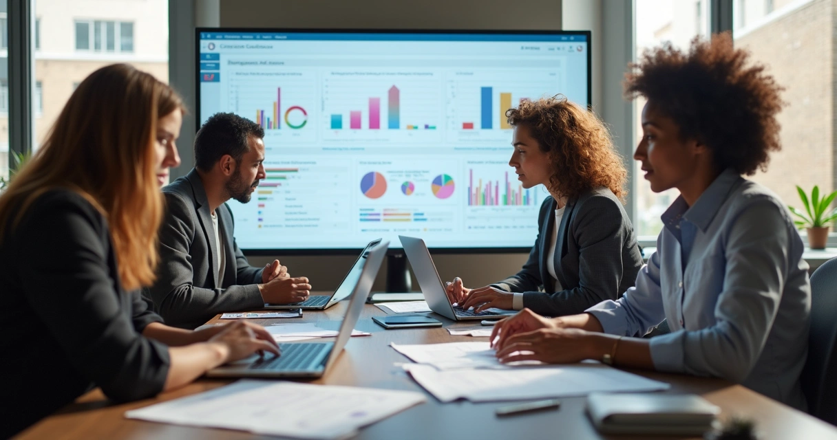 Equipe analisando métricas de treinamento online 