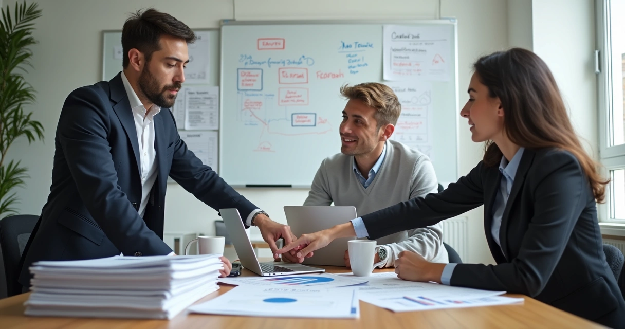 Equipe empresarial analisando relatórios fiscais sobre IBS e CBS 