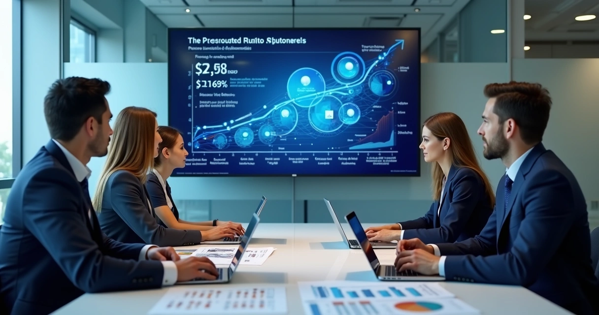 Equipe avaliando resultados de automação em escritório 