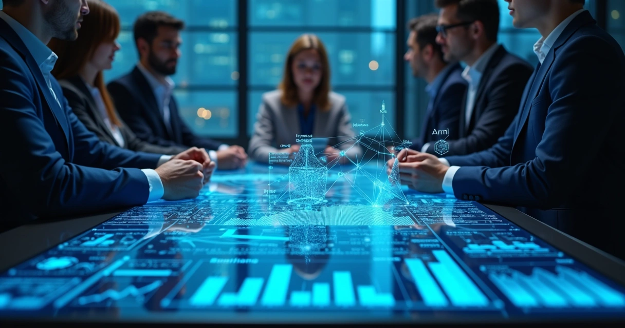 Equipe analisando dados de automação IA comercial 