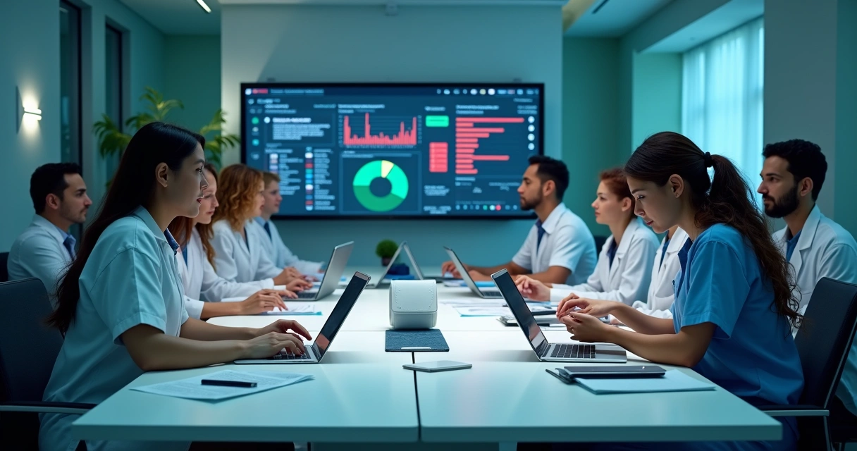 Equipe analisando leads reais e leads fraudulentos em uma clínica 