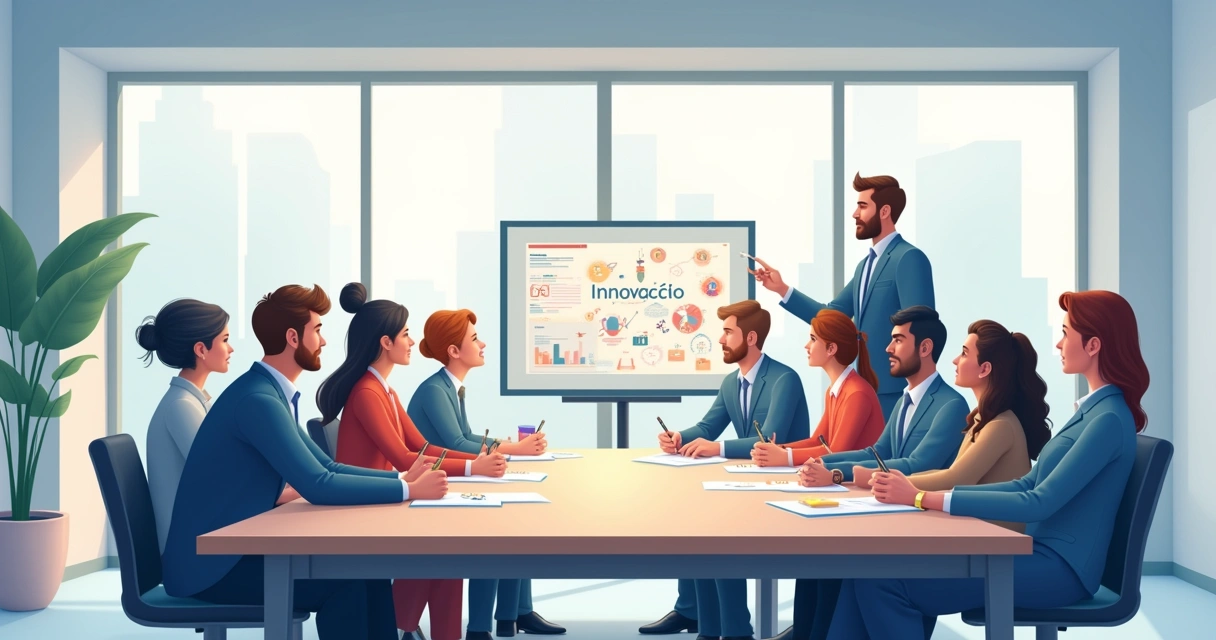 Equipe de profissionais em uma sala de treinamento empresarial 
