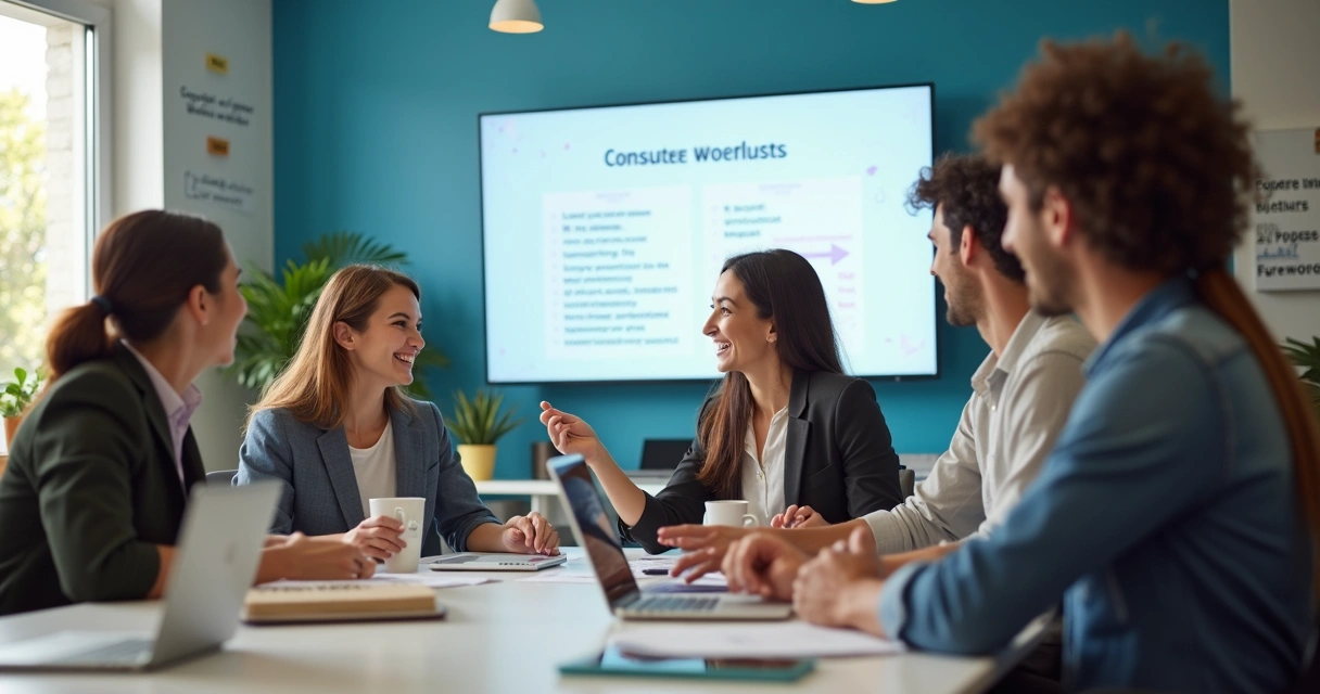 Equipe SaaS apresentando procedimentos de integração 