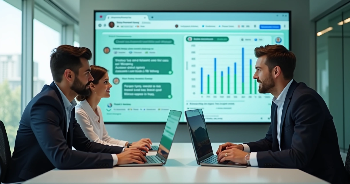 Equipe B2B acompanhando conversas automatizadas no WhatsApp 