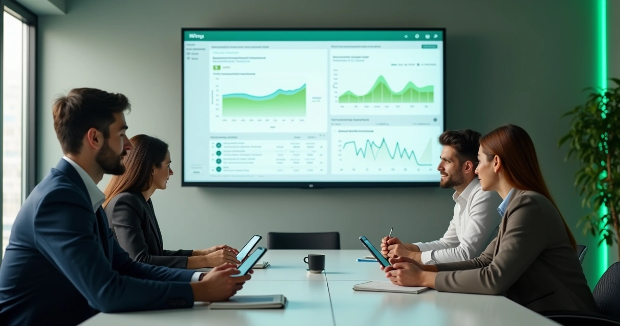 Equipe acompanhando conversas de vendas no celular e em dashboard