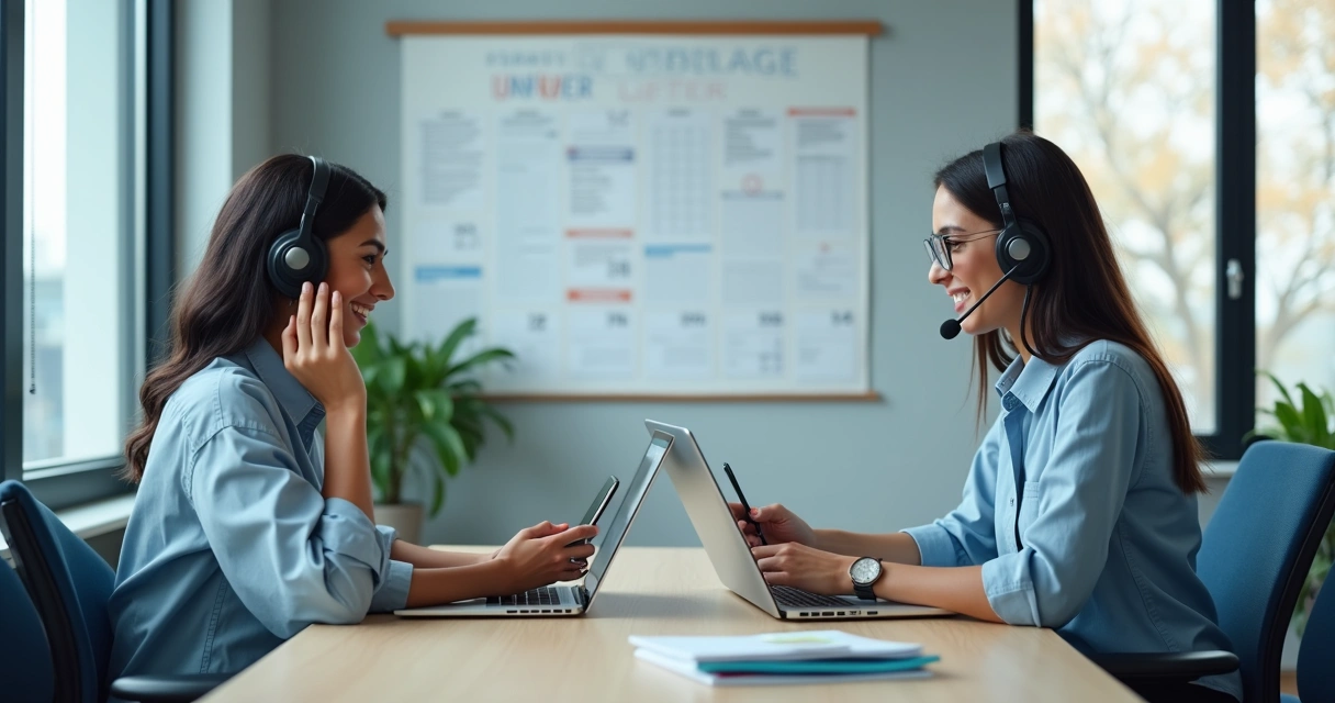 Equipe organizando atendimento por mensagens em ambiente de trabalho