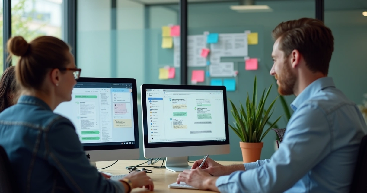 Equipe organizando atendimento digital 