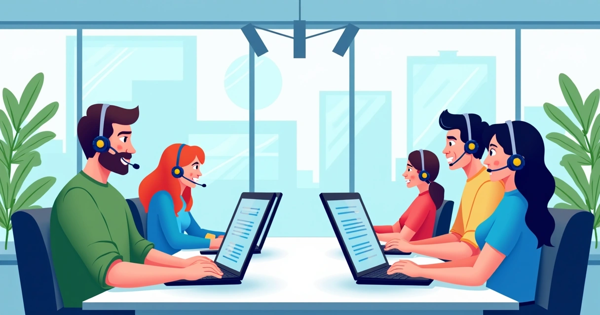 Equipe de atendimento prestando suporte humanizado em ambiente digital 
