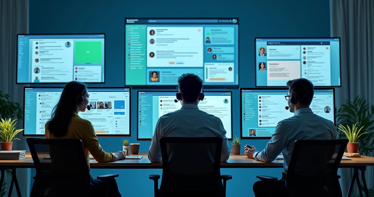 Equipe acompanhando conversas e métricas em vários canais 