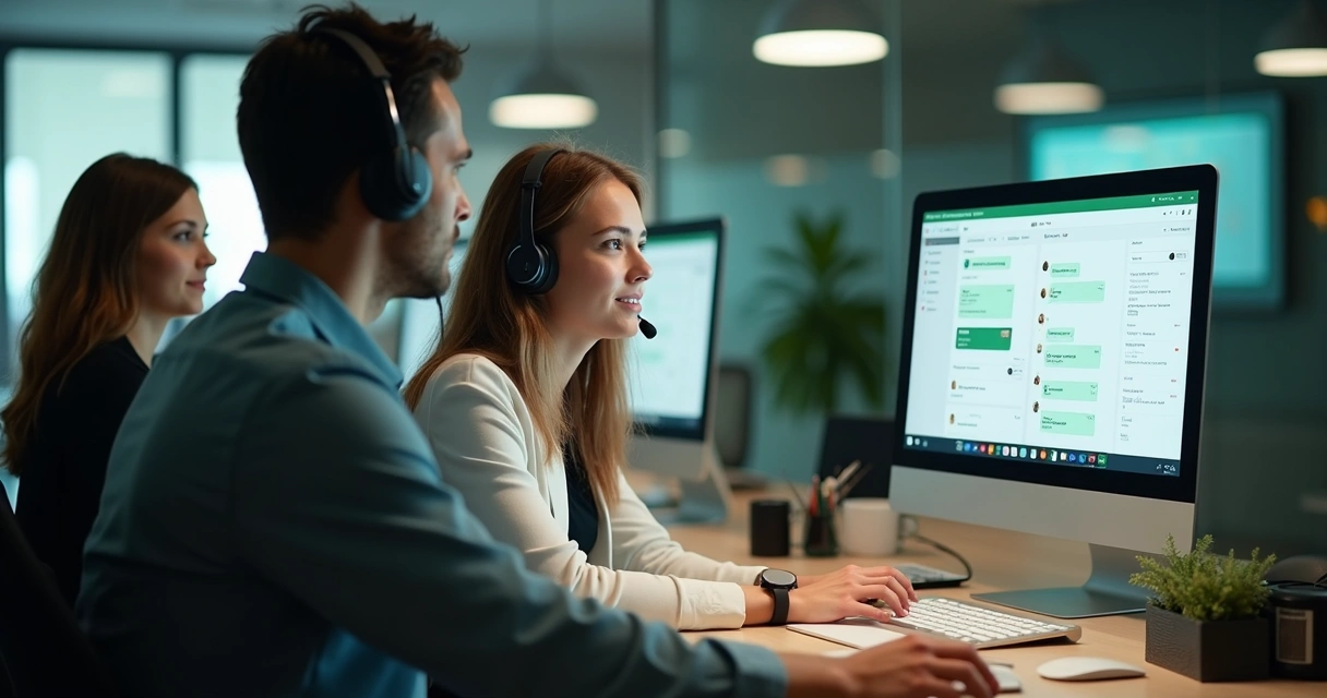 Equipe acompanhando atendimento integrado no WhatsApp 