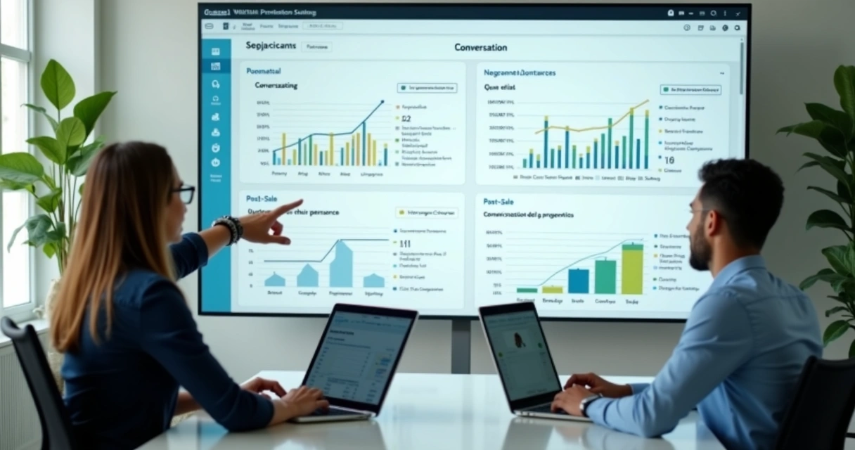 Equipe analisando segmentação de clientes em painel de atendimento