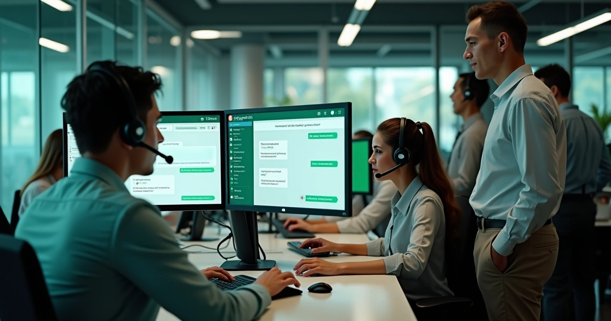 Equipe atendendo respostas de campanha em plataforma integrada
