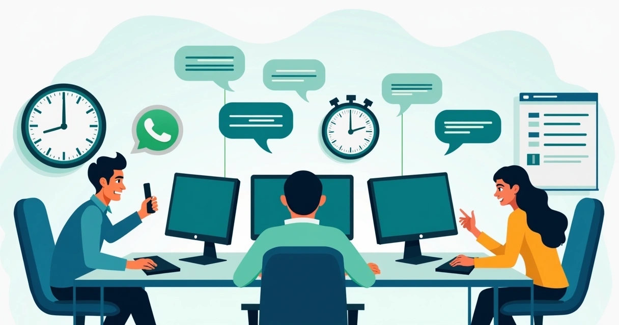 Equipe de atendimento trocando mensagens no WhatsApp