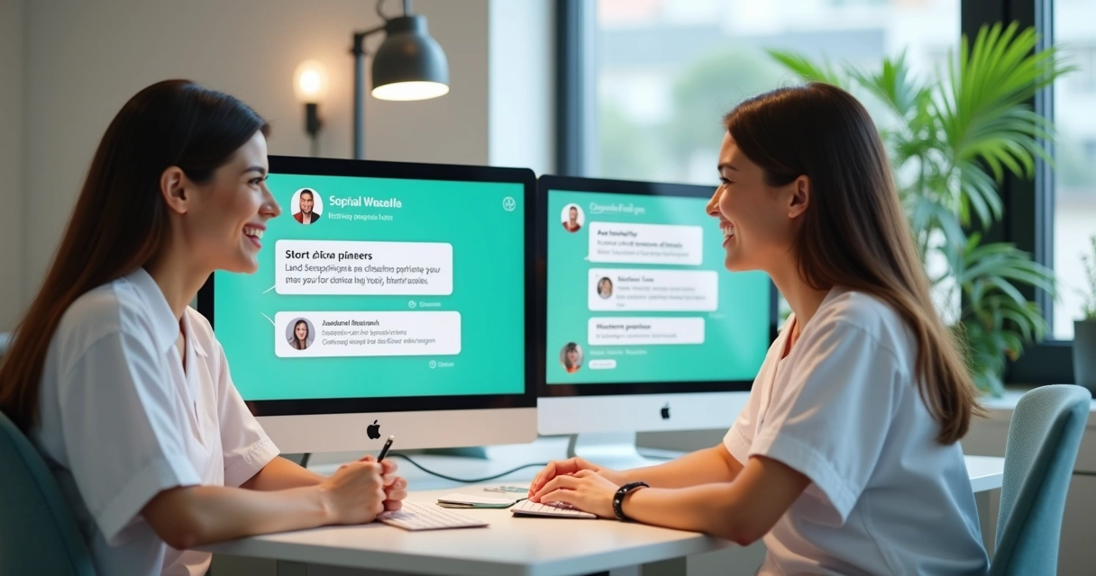 Equipe de atendimento odontológico respondendo clientes no WhatsApp