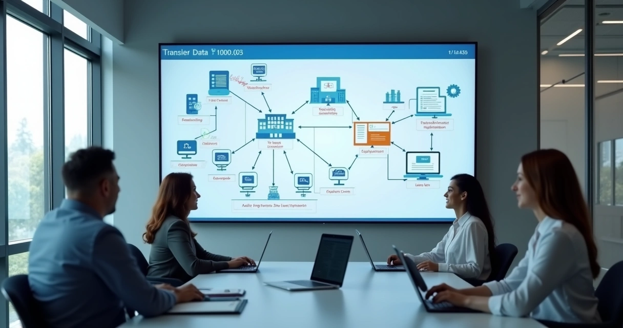 Equipe revisando automação de dados em tela 