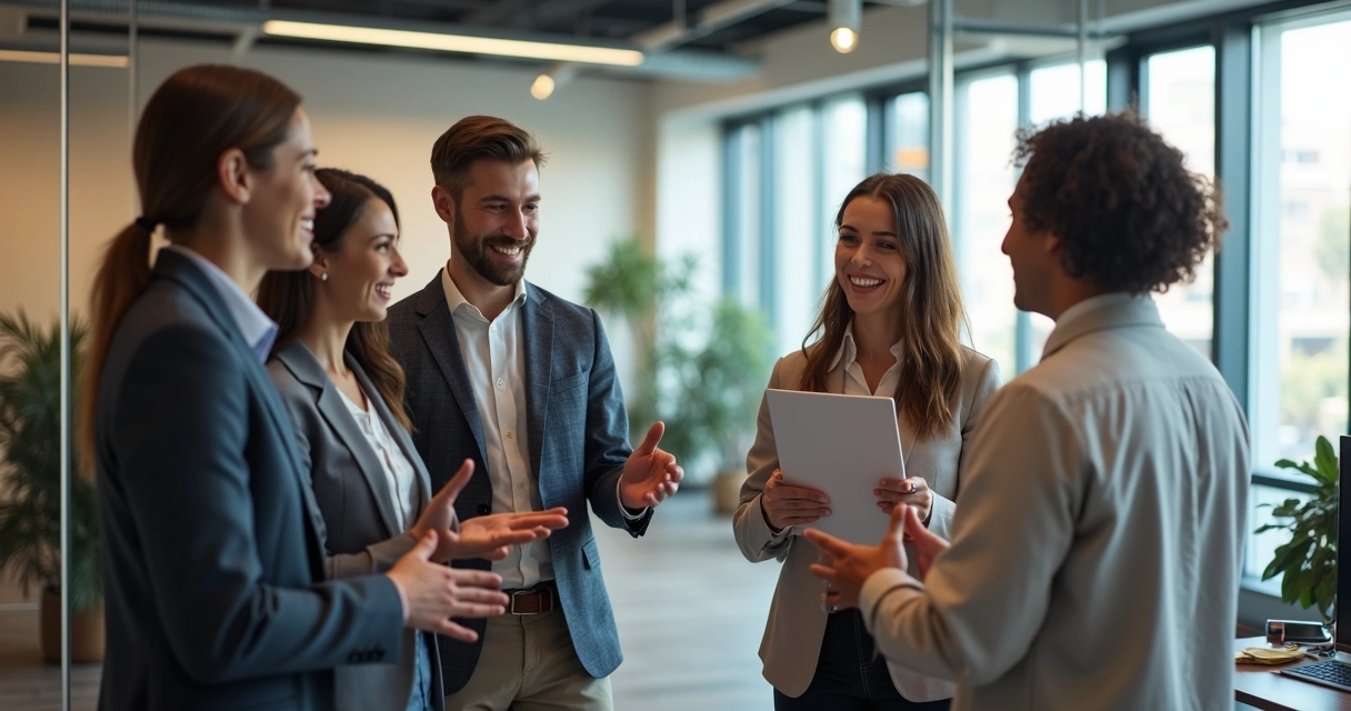 Equipe dando boas-vindas a novo colega 