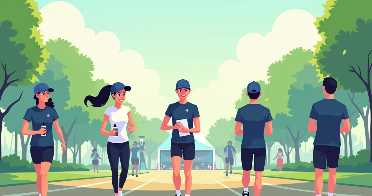 Ilustração de equipe usando bonés personalizados em evento esportivo 