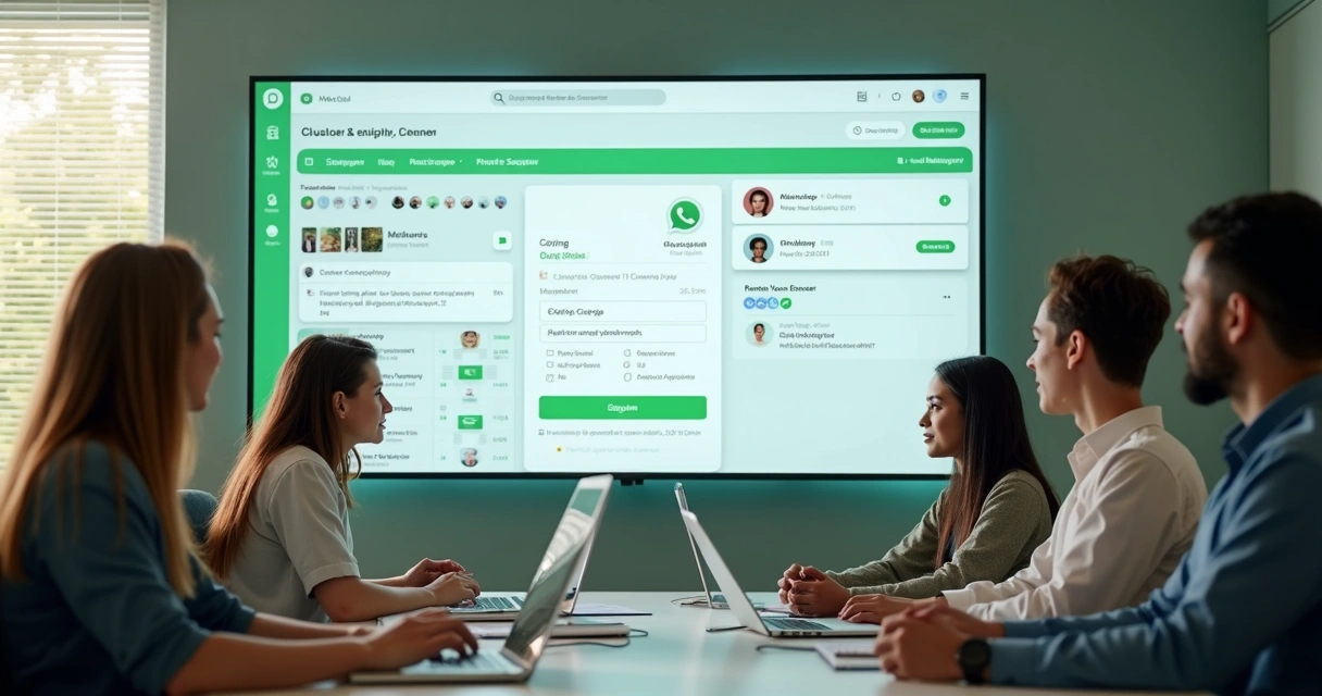 Equipe vendo canais integrados em painel único 