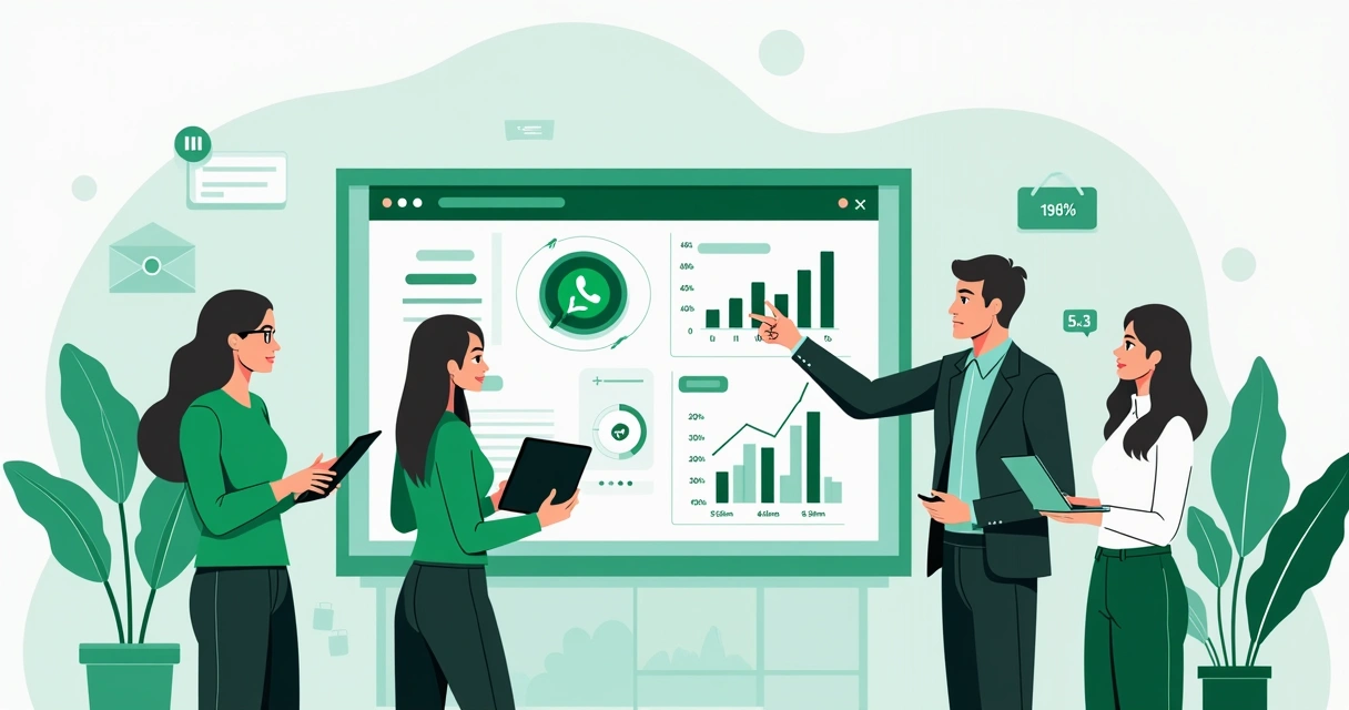 Equipe de marketing usando chatbot WhatsApp 