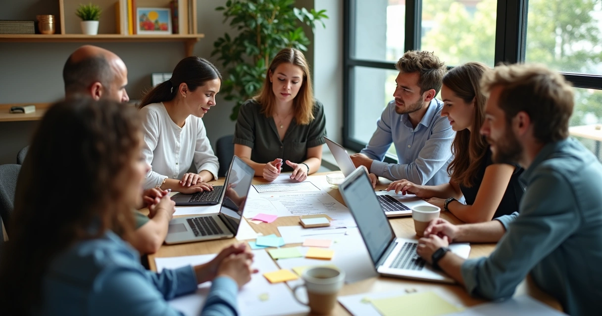 Equipe discutindo melhorias no checklist 