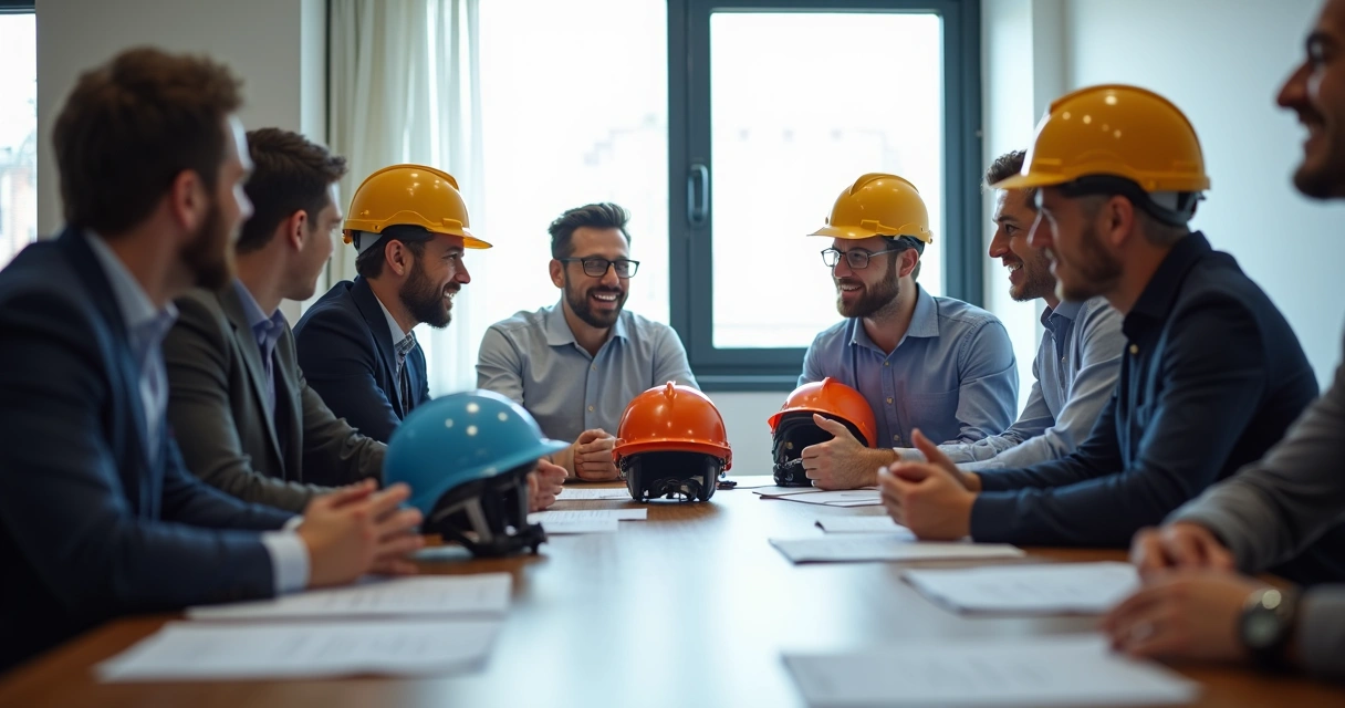 Equipe da CIPA reunida em sala de reunião discutindo segurança 